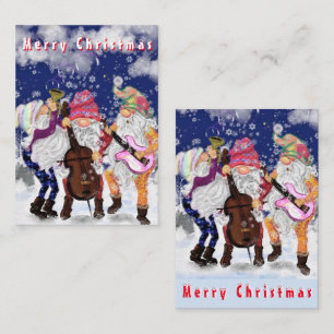 Pequeña Tarjeta de Navidad Gnomos Felices Banda de Música 