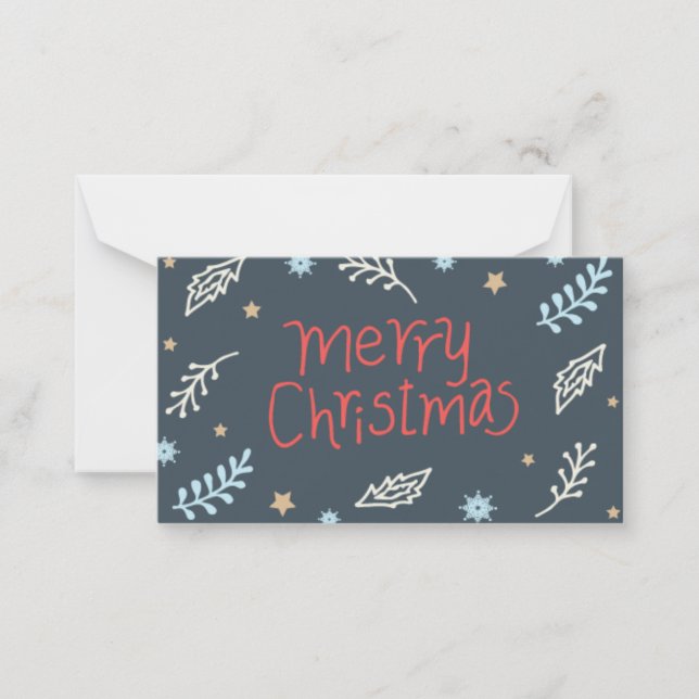 Pequeña Tarjeta de Navidad ilustrada a mano Feliz Navidad (Anverso)