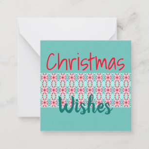 Pequeña Tarjeta de Navidad Mini en Azul Turquesa, Rojo y R
