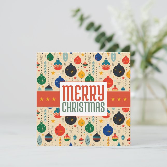 Pequeña Tarjeta de Navidad Retro Feliz Navidad (Anverso de pie)