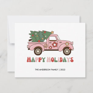 Pequeña Tarjeta de Navidad Retro Truck Felices Fiestas