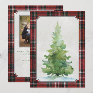 Pequeña Tarjeta de Navidad Vintage de árbol de nieve a cua