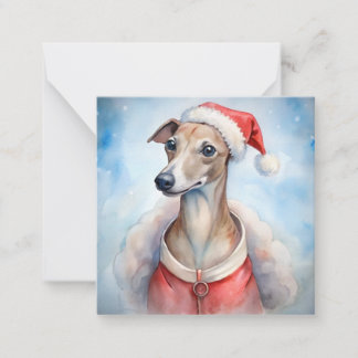 Pequeña Tarjeta de Navidad Whippet - Fiesta Navideña