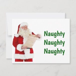 Pequeña Tarjeta de Navidades de lista traviesa de Santa