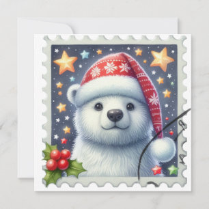 Pequeña Tarjeta de Navidades de oso polar lindo - Saludo d