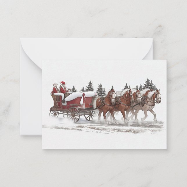 Pequeña Tarjeta de Navidades de Sleigh Ride de Santa (Anverso)