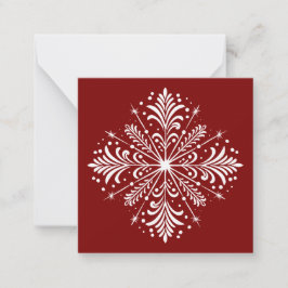 Pequeña Tarjeta de Navidades Mini con copo de nieve rojo y