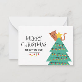 Pequeña Tarjeta de Navidades personalizados del gato de sa