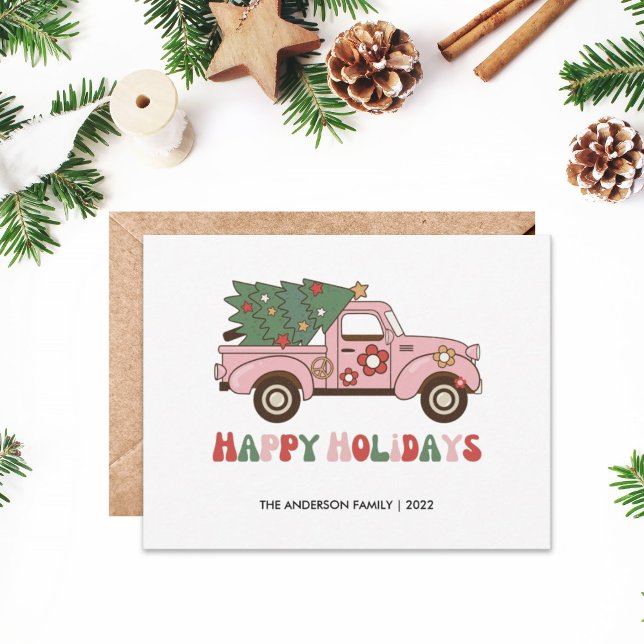 Pequeña Tarjeta de Navidades Retro Truck Happy Holidays (Subido por el creador)