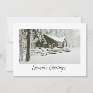 Pequeña Tarjeta de Navidades Snowy Cabin