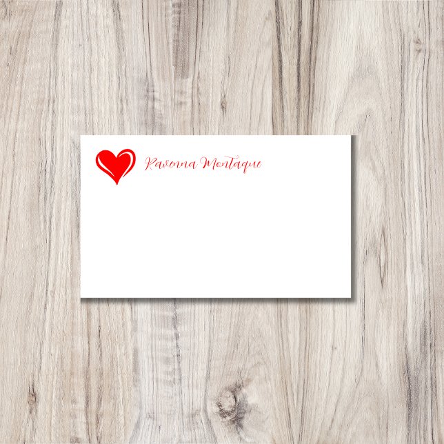 Pequeña Tarjeta de nombre chic decorativo corazón rojo neó (Subido por el creador)