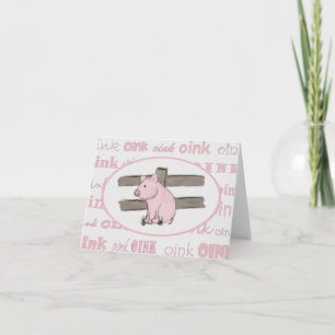 Pequeña tarjeta de notas de cerdo rosa