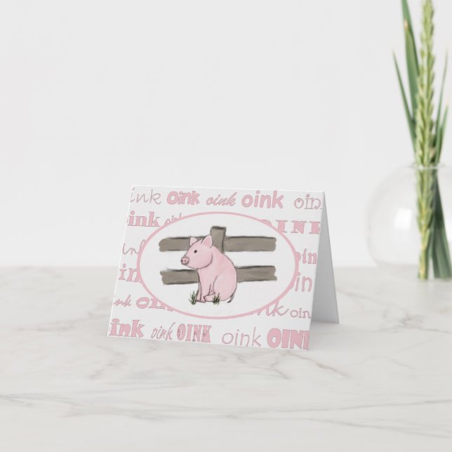 Pequeña tarjeta de notas de cerdo rosa (Anverso)