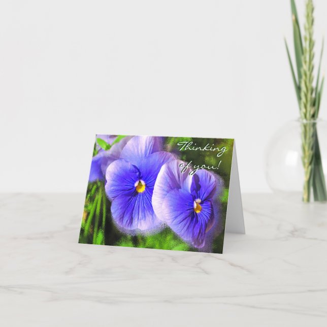 Pequeña tarjeta de notas de pansies morados; panel (Anverso)