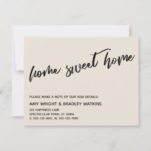 Pequeña Tarjeta de Nueva Dirección Casual Hogar Dulce Hoga