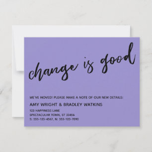 Pequeña Tarjeta de Nueva Dirección Morada Casual Cambio es