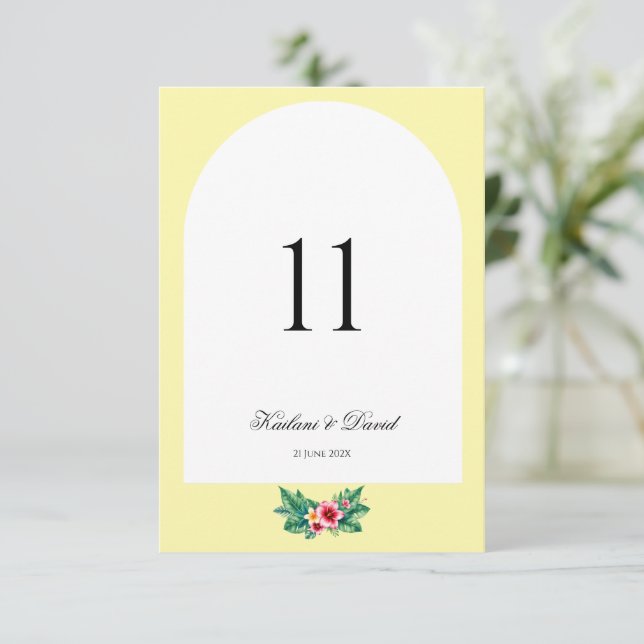 Pequeña Tarjeta de número de la tabla de temas del boda fl (Anverso de pie)