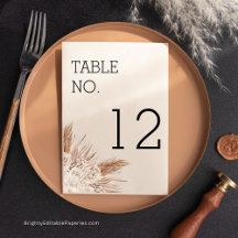 Tarjeta de número de tabla de Boda moderno Rustic 
