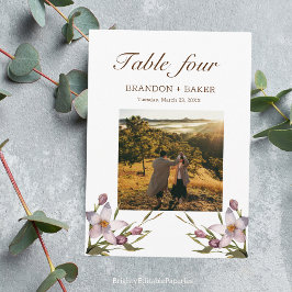 Pequeña Tarjeta de número de tabla de flores rosadas Boda