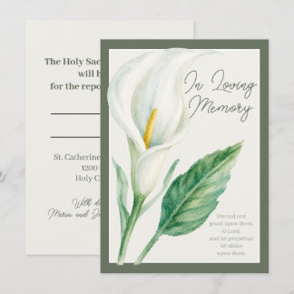 Pequeña Tarjeta de Ofrenda de Misa de Lirio de Calla en Me
