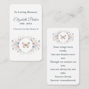 Pequeña Tarjeta de oración conmemorativa de mariposa elega