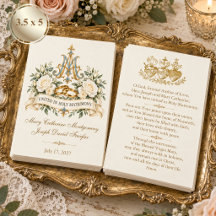 Tarjeta de oración de boda católica con monograma