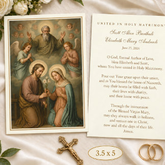 Pequeña Tarjeta de Oración de Boda Católica de Esponsales