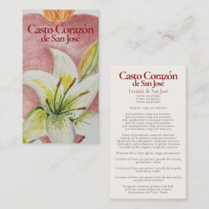Pequeña Tarjeta de Oración de Casto Corazón de San José -