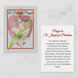 Pequeña Tarjeta de oración familiar de San José | Hogar ca