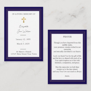 Pequeña Tarjeta de Oración Fúnebre Cruz Floral