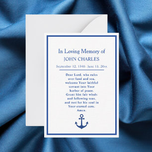 Pequeña Tarjeta de oración fúnebre memorial para veterano
