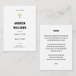 Pequeña Tarjeta de oración fúnebre Simple negro y blanco