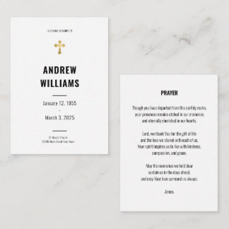 Pequeña Tarjeta de oración fúnebre Simple negro y blanco
