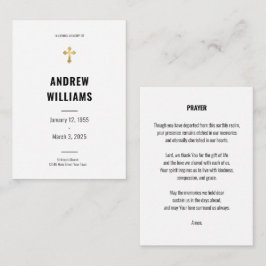 Pequeña Tarjeta de oración funeraria simple negro y blanco