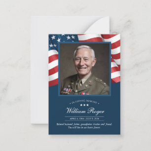 Pequeña Tarjeta de Oración Patriótica Memorial
