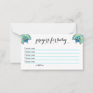 Pequeña Tarjeta de oraciones de Baby Shower Blue Peacock