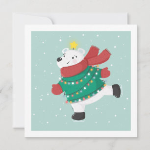 Pequeña Tarjeta de oso polar para patinar sobre hielo
