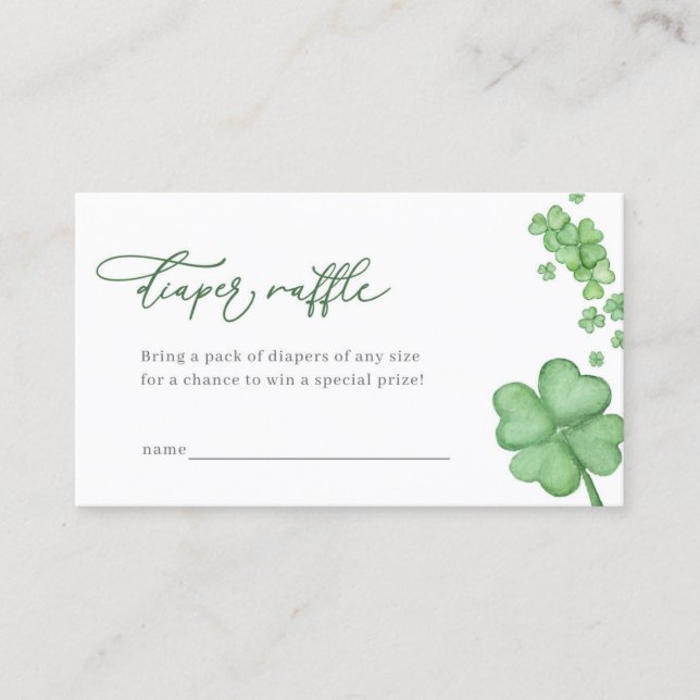 Pequeña tarjeta de pañal de Baby Shower Shamrock (Anverso)