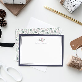 Pequeña Tarjeta de Papelería Personalizada de Acebo y Pino