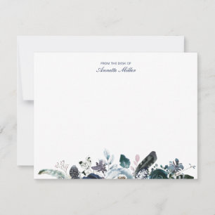 Pequeña Tarjeta de Papelería Personalizada Navy Boho Flora