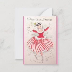 Pequeña Tarjeta de patinaje de hielo navideño para hija