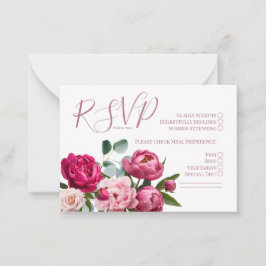 Pequeña Tarjeta de Peony Boda RSVP