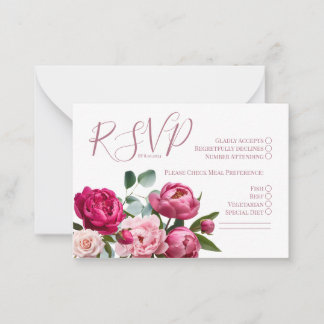 Pequeña Tarjeta de Peony Boda RSVP