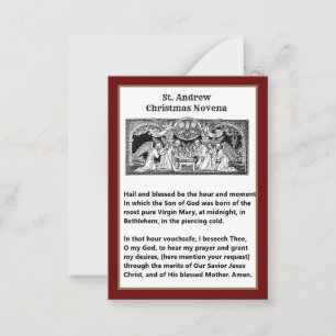 Pequeña Tarjeta de plegaria de St. Andrew Novena para navi