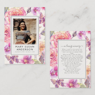 Pequeña Tarjeta de poema conmemorativa floral rosa rosa fo