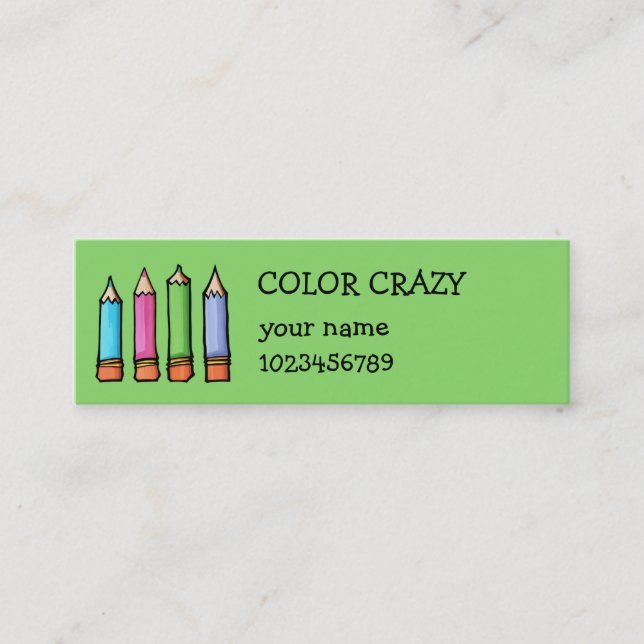 Pequeña tarjeta de presentación verde Pencillos en (Anverso)