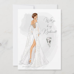 Pequeña Tarjeta de propuesta para la dama de honor ilustra