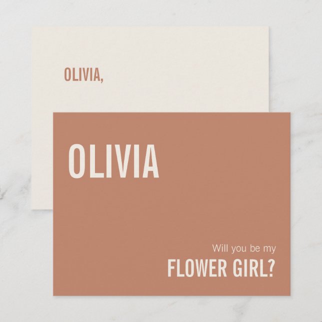 Pequeña Tarjeta de Propuesta Simple para Niña con Flores d (Anverso / Reverso)