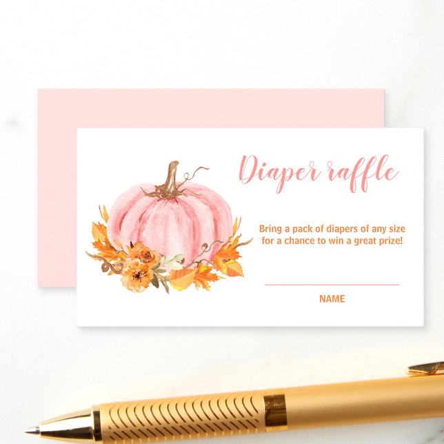 Pequeña Tarjeta de Raffle de pañales Baby Shower r (Little Pumpkin Pink Baby Shower Diaper Raffle Card)