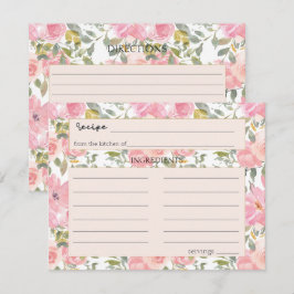 Pequeña Tarjeta de Receta de Boda con Acuarela Rosa Lush S